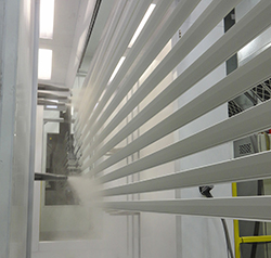 Powder Coating - Quaker Windows and Doors' powder coating step in their powder coating process